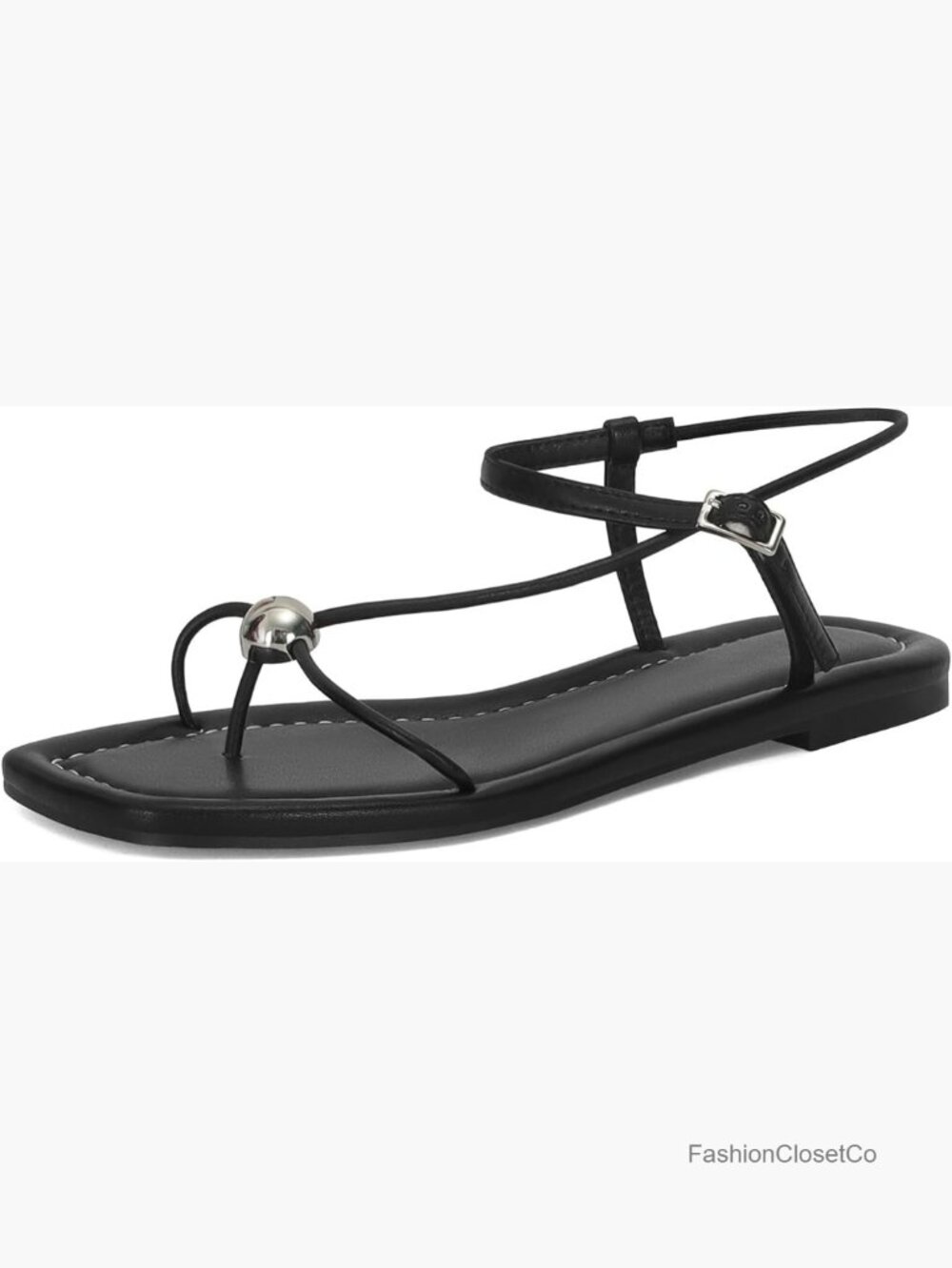 Strappy Flat Sandals Open Square Toe Slingback Dressy Beach Slides